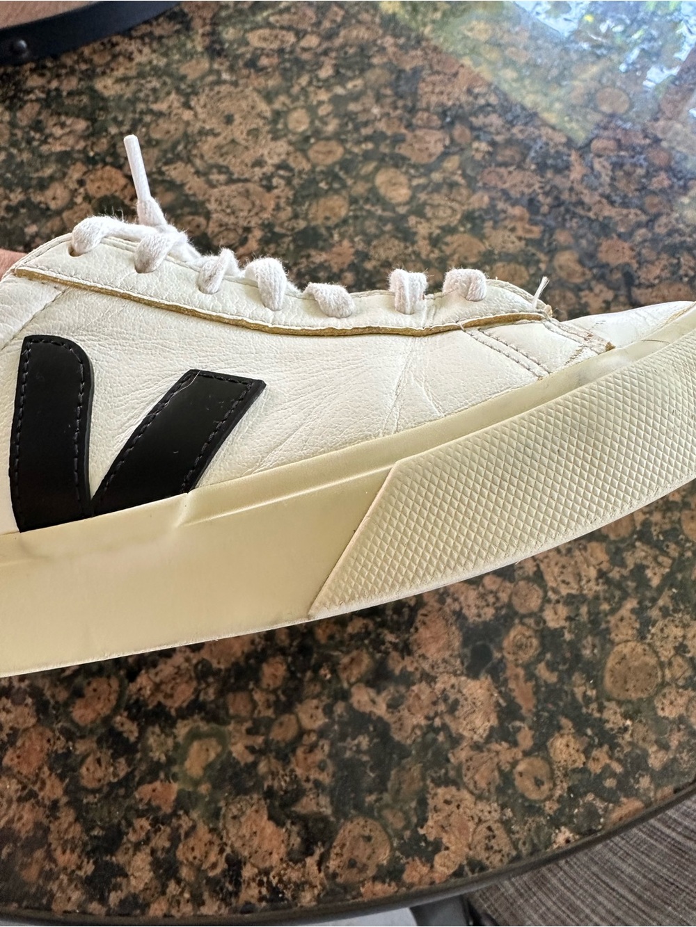 Veja Women’s White Leather Sneakers with Black V Detail